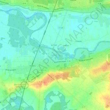 Mapa topográfico La Tuilerie, altitude, relevo