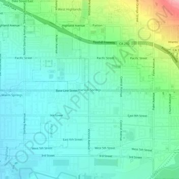 Mapa topográfico Harlem Springs, altitude, relevo