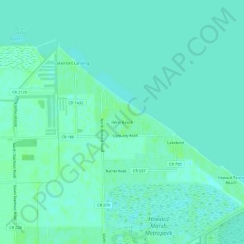 Mapa topográfico Reno Beach, altitude, relevo