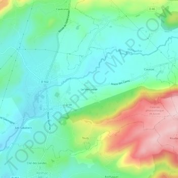 Mapa topográfico Le Mercadier, altitude, relevo