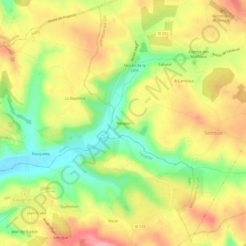 Mapa topográfico Renaux, altitude, relevo