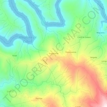 Mapa topográfico Frazumeira, altitude, relevo