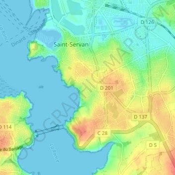 Mapa topográfico Le Rosais, altitude, relevo
