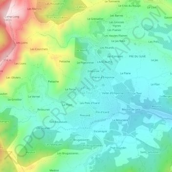 Mapa topográfico Quartier-Neuf, altitude, relevo