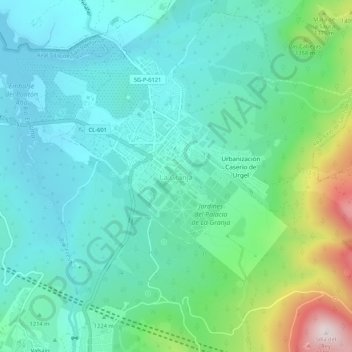 Mapa topográfico La Granja, altitude, relevo