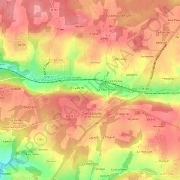 Mapa topográfico La Madeleine, altitude, relevo