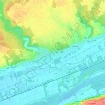 Mapa topográfico Le Pont d'Ouchet, altitude, relevo