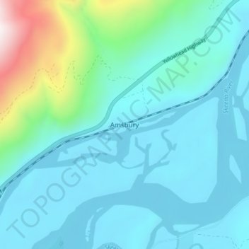 Mapa topográfico Amsbury, altitude, relevo