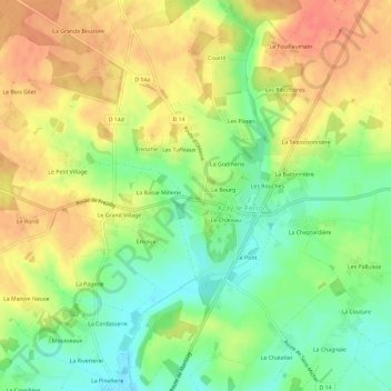 Mapa topográfico La Jaunay, altitude, relevo