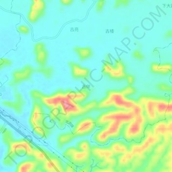 Mapa topográfico 古伴, altitude, relevo