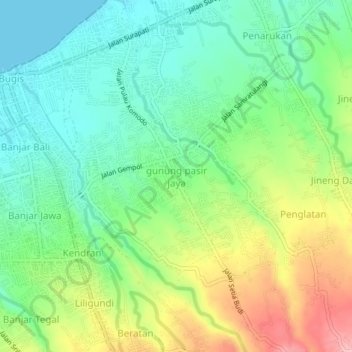 Mapa topográfico Indonesia, altitude, relevo