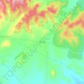 Mapa topográfico Kiwale, altitude, relevo