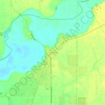 Mapa topográfico Lockeford, altitude, relevo