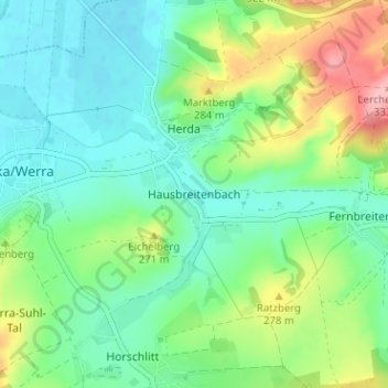 Mapa topográfico Hausbreitenbach, altitude, relevo