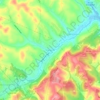 Mapa topográfico Sturgeon, altitude, relevo