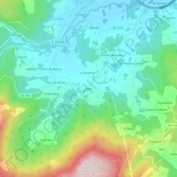 Mapa topográfico Celas, altitude, relevo