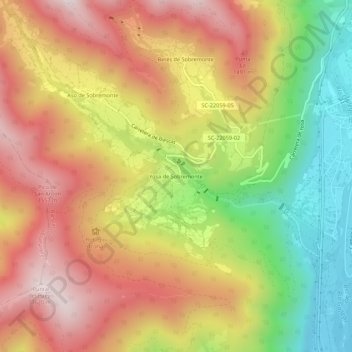 Mapa topográfico Yosa de Sobremonte, altitude, relevo