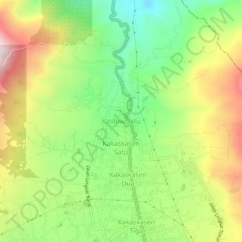 Mapa topográfico Kinilow Satu, altitude, relevo