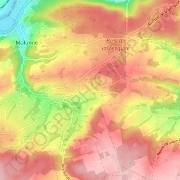 Mapa topográfico Haute-Fontaine, altitude, relevo
