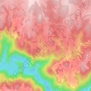 Mapa topográfico Le Vert, altitude, relevo