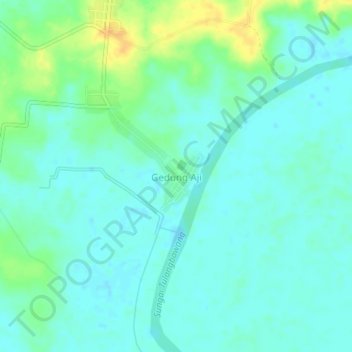 Mapa topográfico Gedung Aji, altitude, relevo