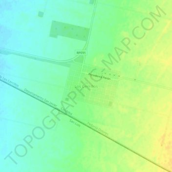 Mapa topográfico Los Cerrillos, altitude, relevo
