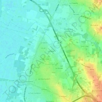 Mapa topográfico La Teppe, altitude, relevo