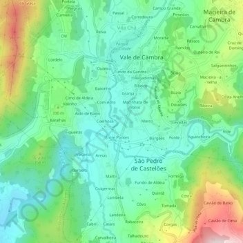 Mapa topográfico Dairas, altitude, relevo