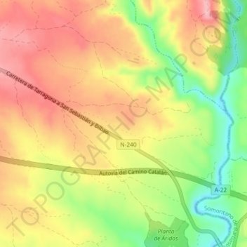 Mapa topográfico Almunia, altitude, relevo