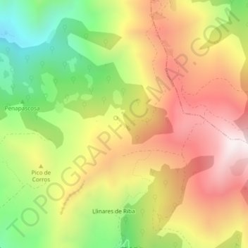 Mapa topográfico Fuente Prieta, altitude, relevo