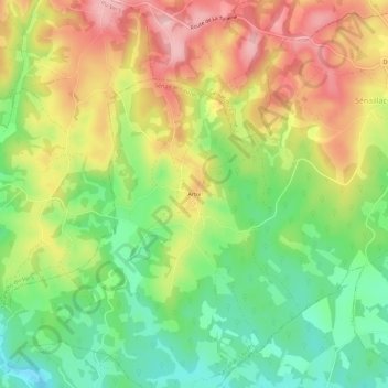 Mapa topográfico Artix, altitude, relevo