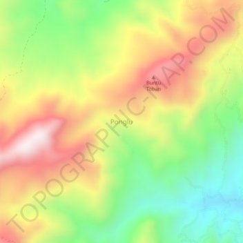 Mapa topográfico Ponglu, altitude, relevo