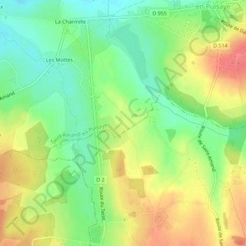 Mapa topográfico Les Perchers, altitude, relevo