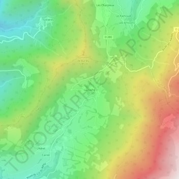 Mapa topográfico La Coche, altitude, relevo