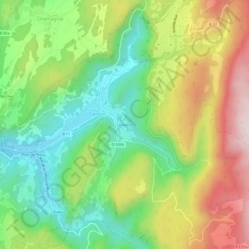 Mapa topográfico La Suisse, altitude, relevo