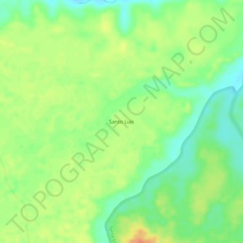Mapa topográfico Santo Luis, altitude, relevo