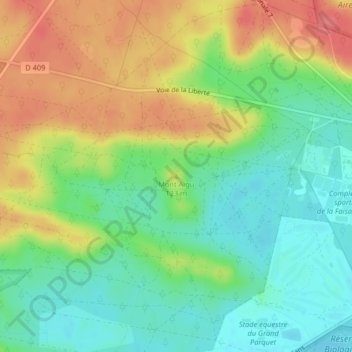 Mapa topográfico Mont Aigu, altitude, relevo
