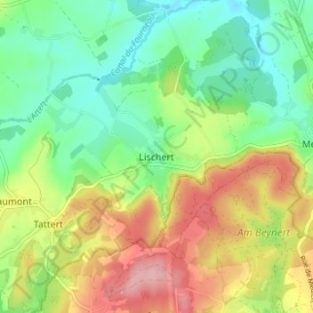 Mapa topográfico Lischert, altitude, relevo