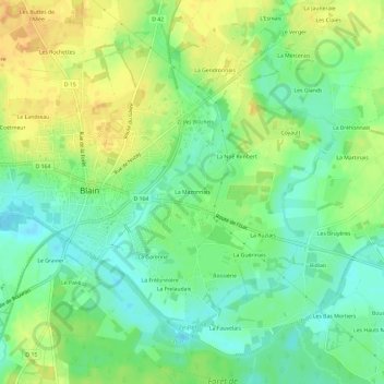 Mapa topográfico La Mazonnais, altitude, relevo