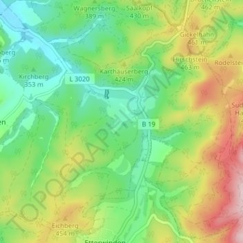 Mapa topográfico Wilhelmsthal, altitude, relevo
