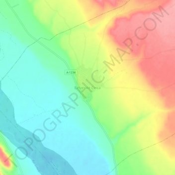 Mapa topográfico Belver de Cinca, altitude, relevo
