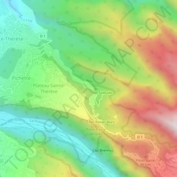 Mapa topográfico Îlet Lautret, altitude, relevo