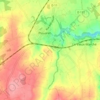 Mapa topográfico Rubezen, altitude, relevo