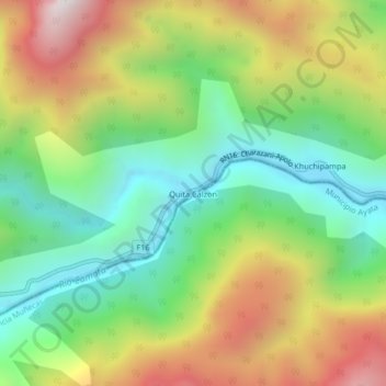 Mapa topográfico Quita Calzon, altitude, relevo