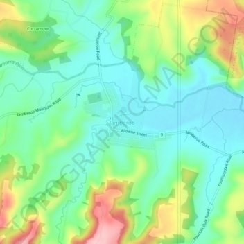 Mapa topográfico Jamberoo, altitude, relevo
