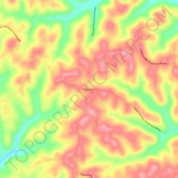 Mapa topográfico Gilmore, altitude, relevo