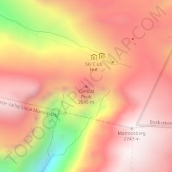 Mapa topográfico Conical Peak, altitude, relevo