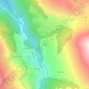 Mapa topográfico Chenal, altitude, relevo