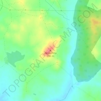 Mapa topográfico Alcalaínha, altitude, relevo