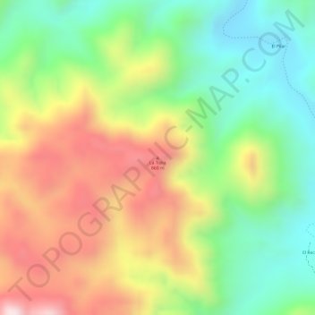 Mapa topográfico La Tuna, altitude, relevo